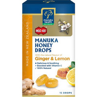 Manuka Health Honey Drops (Ginger Lemon) MGO 400+ 15 Pack 65g