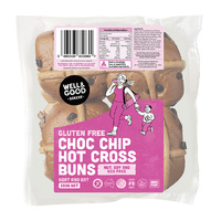 Well & Good Gluten Free Hot Cross Buns Choc Chip (4 Pack) 280g