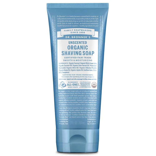 Dr Bronner's Organic Shaving Soap Unscented 207ml