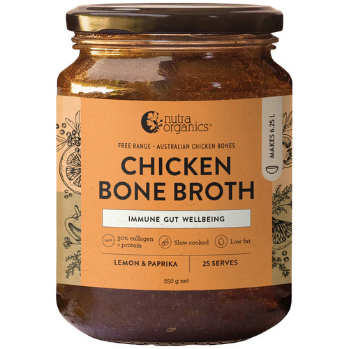 Nutra Organics Bone Broth Chicken Concentrate Lemon & Paprika 250g