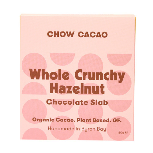 Chow Cacao Organic Crunchy Hazelnut Chocolate Slab 80g