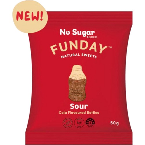 Funday No Sugar Added Sour Cola Bottles 50g