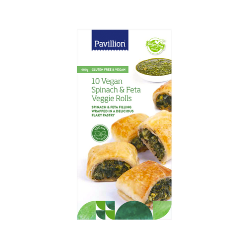 Pavillion Vegan Spinach and Feta Veggie Rolls x 10 400g