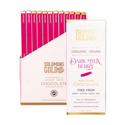 Solomons Gold Organic Vegan Dark Mylk Berry 55g