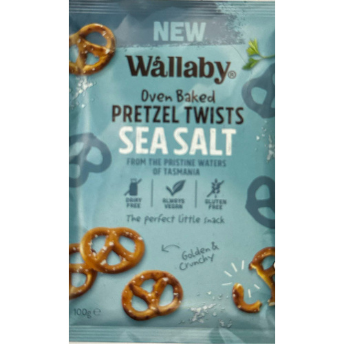 Wallaby Oven Baked Pretzel Twists Sea Salt 100g