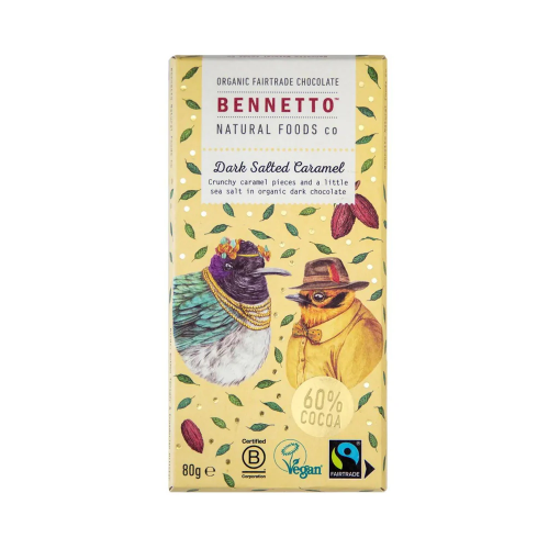 Bennetto Dark Salted Caramel Chocolate Bar 80g