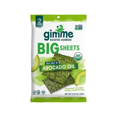 Gimme Roasted Seaweed Big Sheets Sea Salt & Avocado Oil 7 Sheets 26g