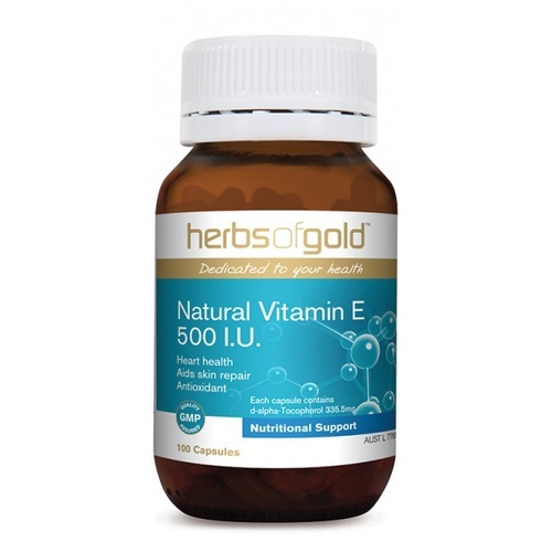 Herbs of Gold Natural Vitamin E 500 I.U. (50 Capsules)