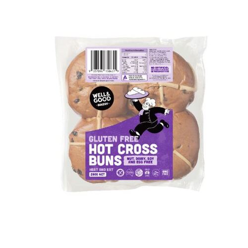 Well & Good Hot Cross Buns Fruit (4 Pack) 280g